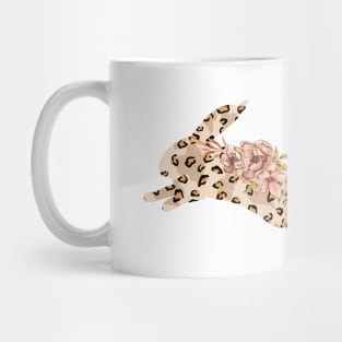 Cute leopard floral boho bunny silhouette illustration Mug